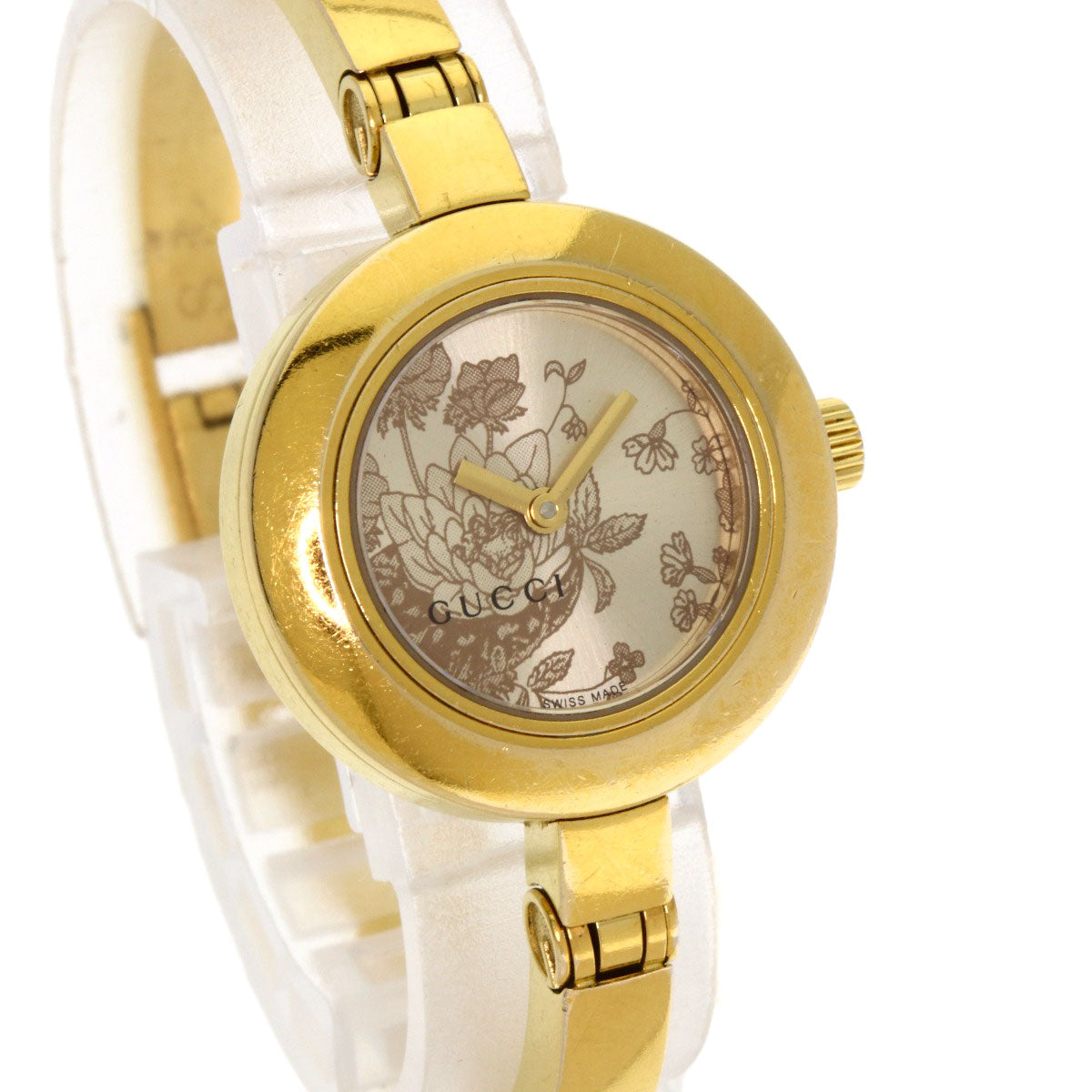 GUCCI Watches Quartz 105 Gold Plated gold Flora Round Face gold dial