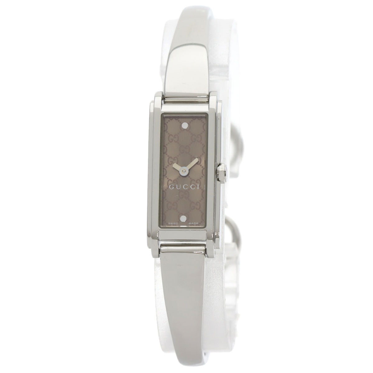 GUCCI Watches Quartz 109 Stainless Steel Silver GG square face Brown dial