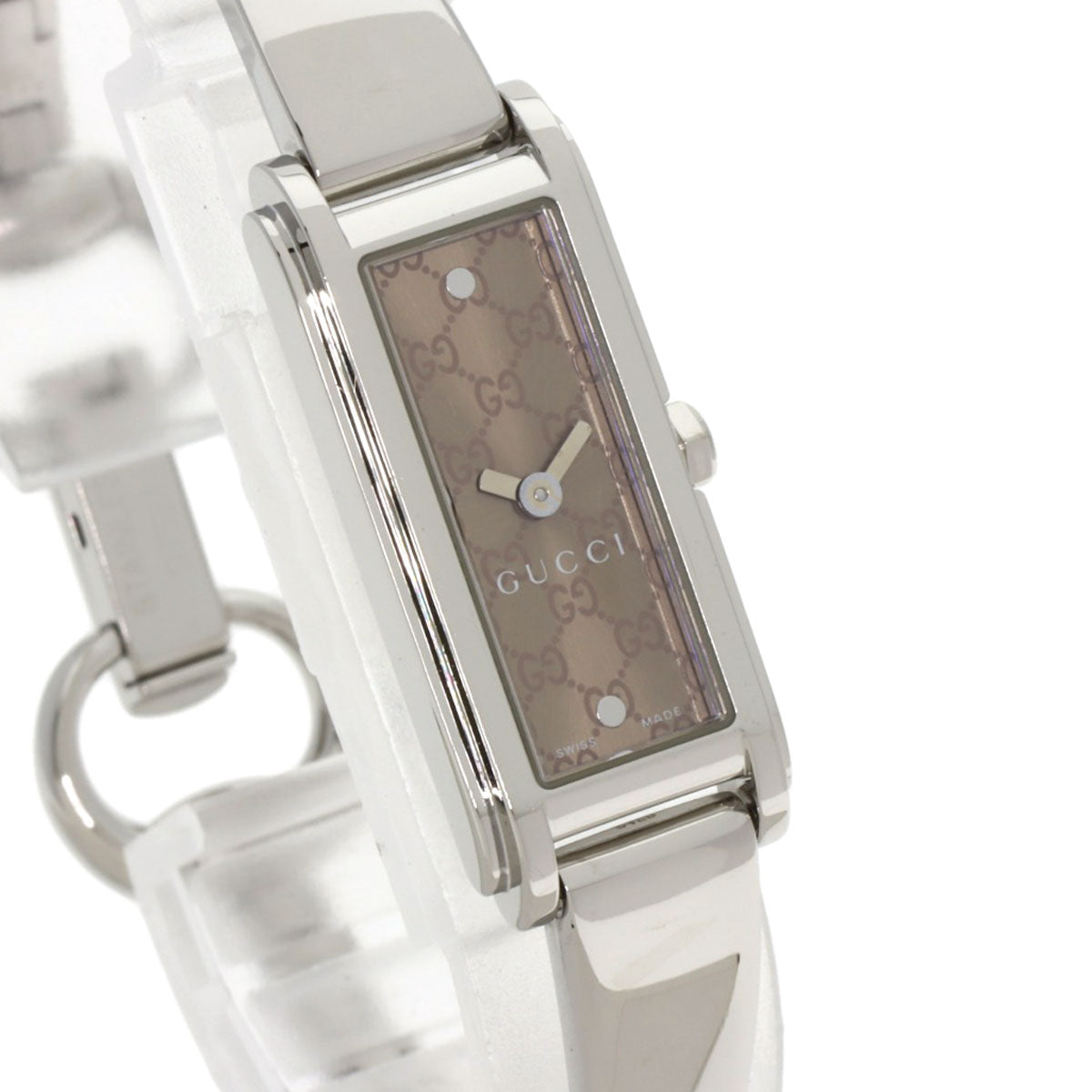 GUCCI Watches Quartz 109 Stainless Steel Silver GG square face Brown dial