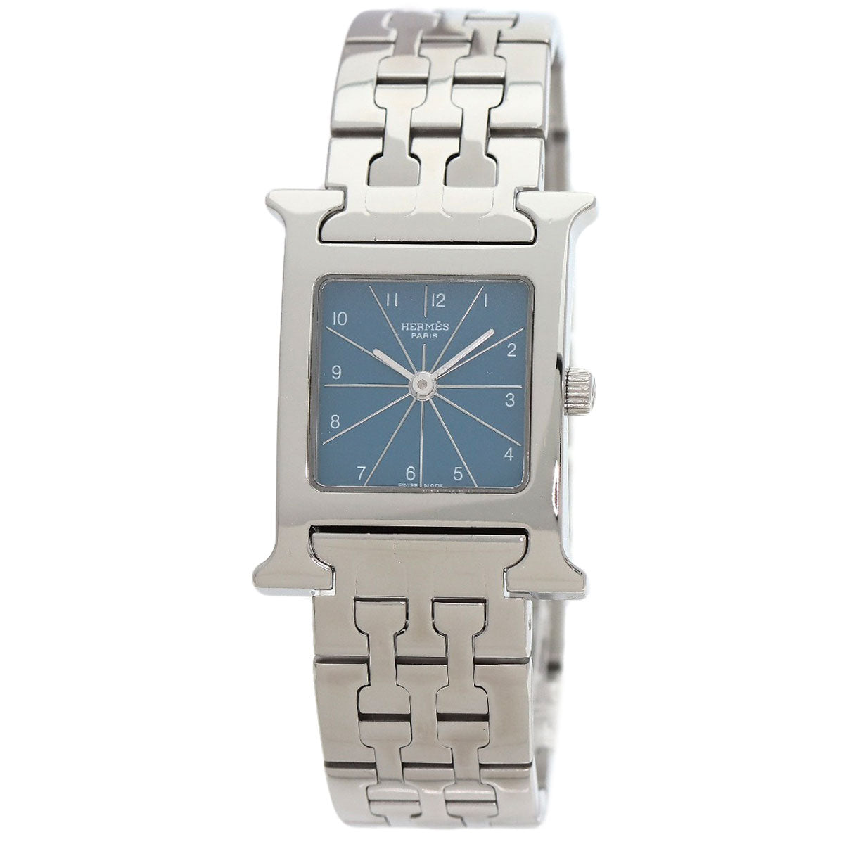 HERMES Watches Quartz HH1.210 Stainless Steel Silver H Watch Blue Gene Blue gene dial