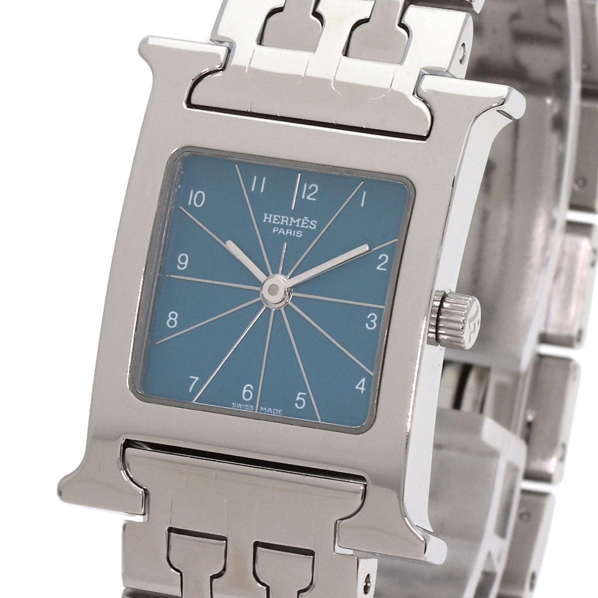 HERMES Watches Quartz HH1.210 Stainless Steel Silver H Watch Blue Gene Blue gene dial