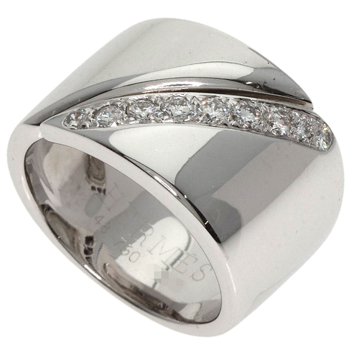 HERMES Ring K18WG Silver Diamond # 48