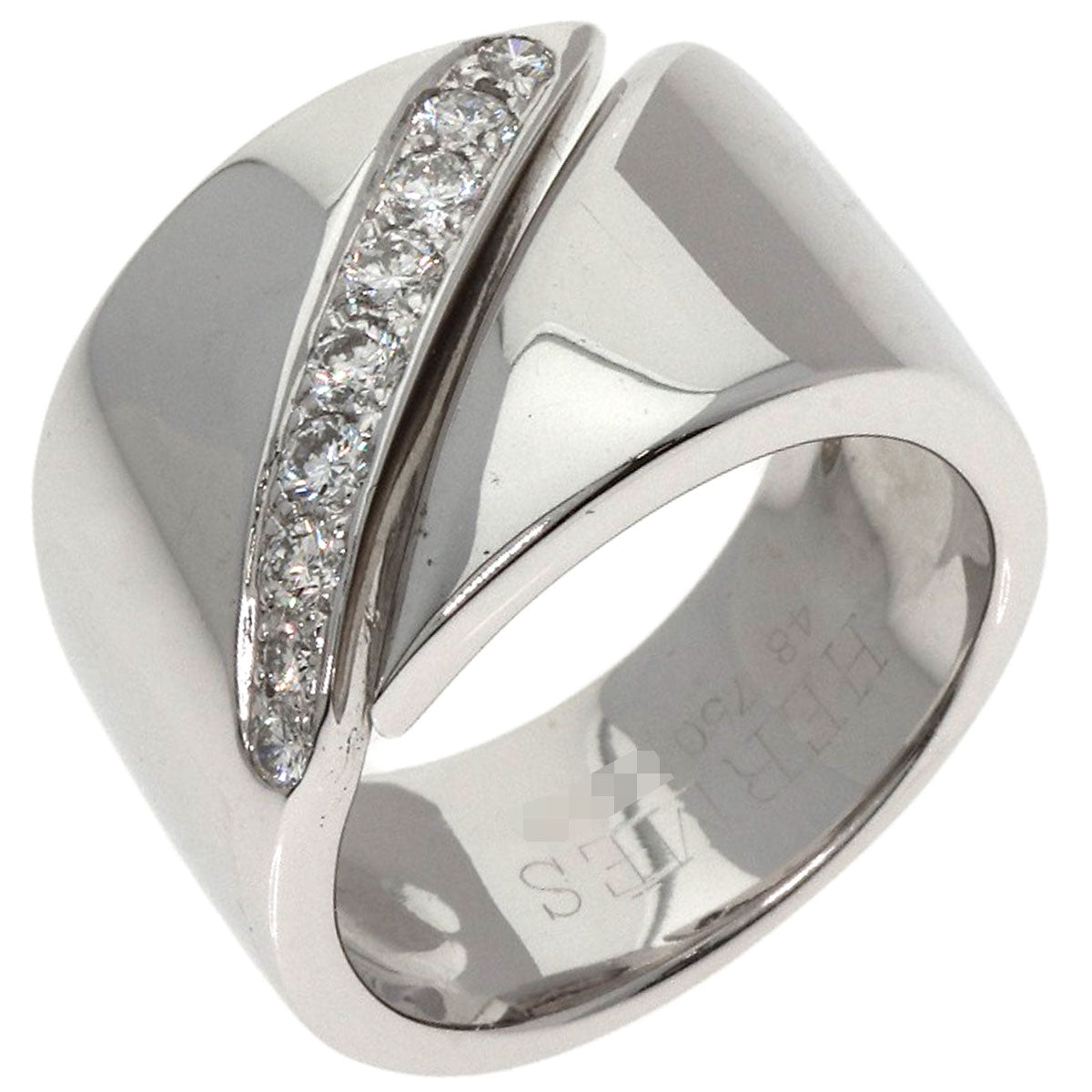 HERMES Ring K18WG Silver Diamond # 48