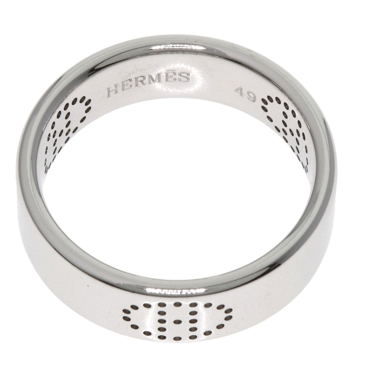 HERMES Ring K18WG Silver Eclipse Ruban #49