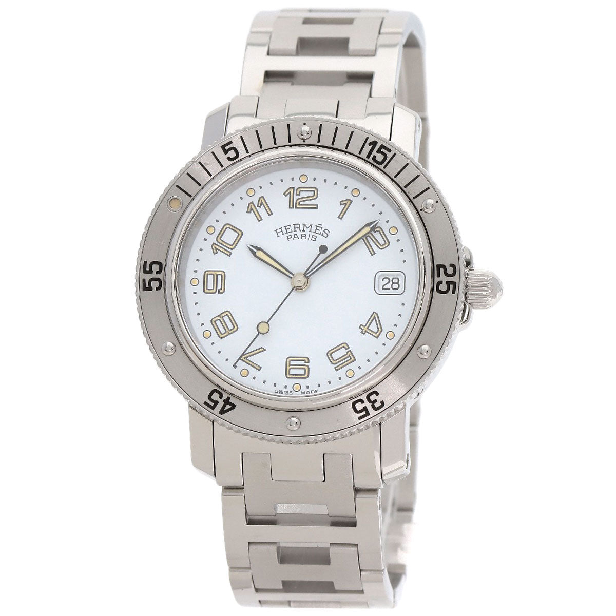 HERMES Watches Quartz CL7.710 Stainless Steel Silver Clipper diver white dial