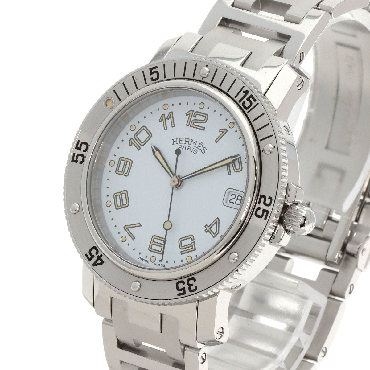 HERMES Watches Quartz CL7.710 Stainless Steel Silver Clipper diver white dial