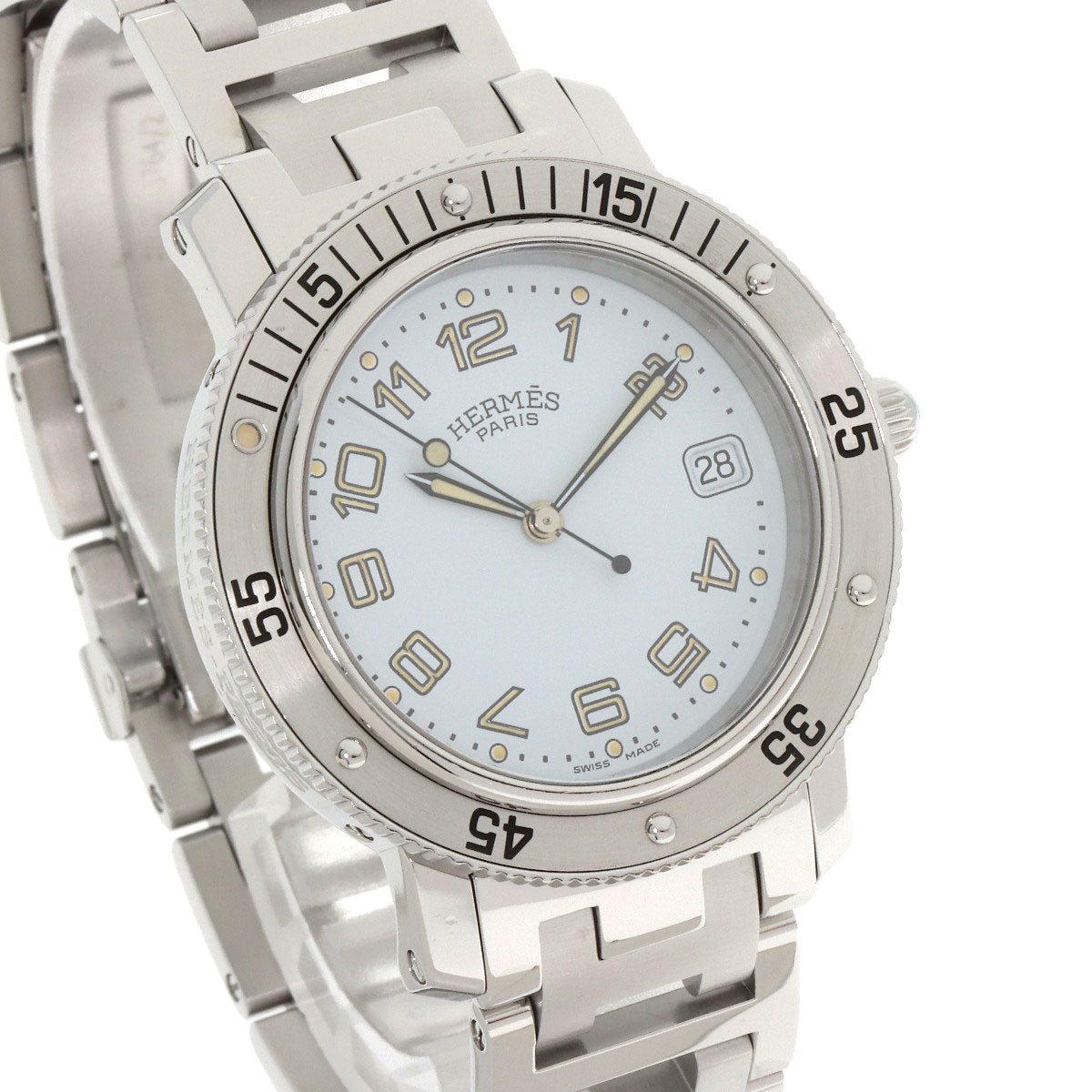 HERMES Watches Quartz CL7.710 Stainless Steel Silver Clipper diver white dial