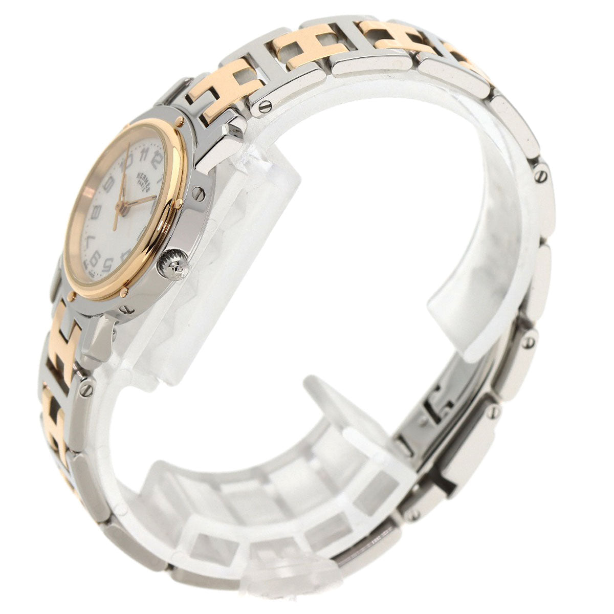 HERMES Watches Quartz CL4.221 Stainless Steel gold Clipper Nacre White shell dial