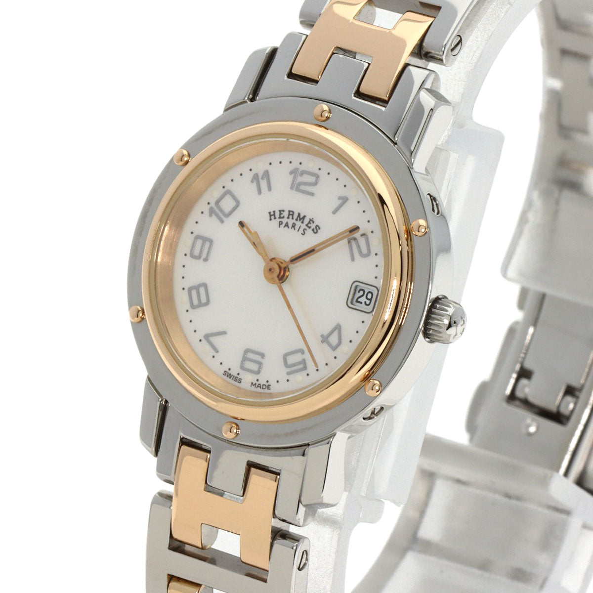 HERMES Watches Quartz CL4.221 Stainless Steel gold Clipper Nacre White shell dial