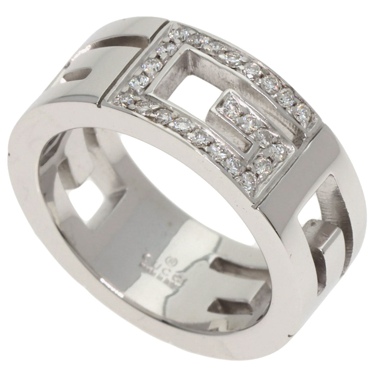 GUCCI Ring K18WG Silver Multiple Diamonds