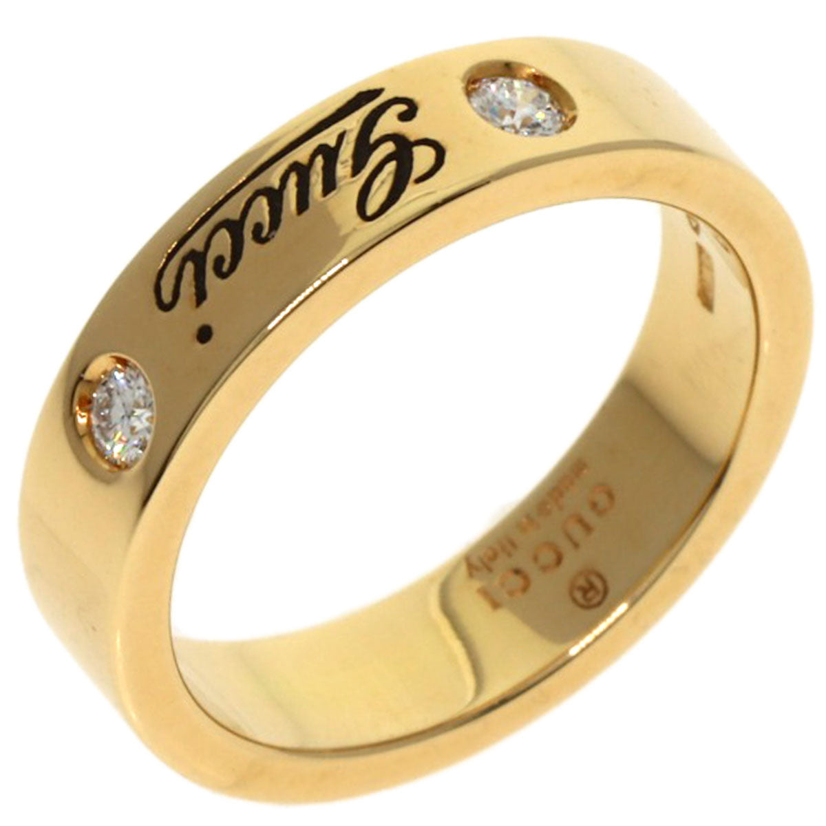 GUCCI Ring 18K Yellow Gold gold Icon Print 2P Diamond #5