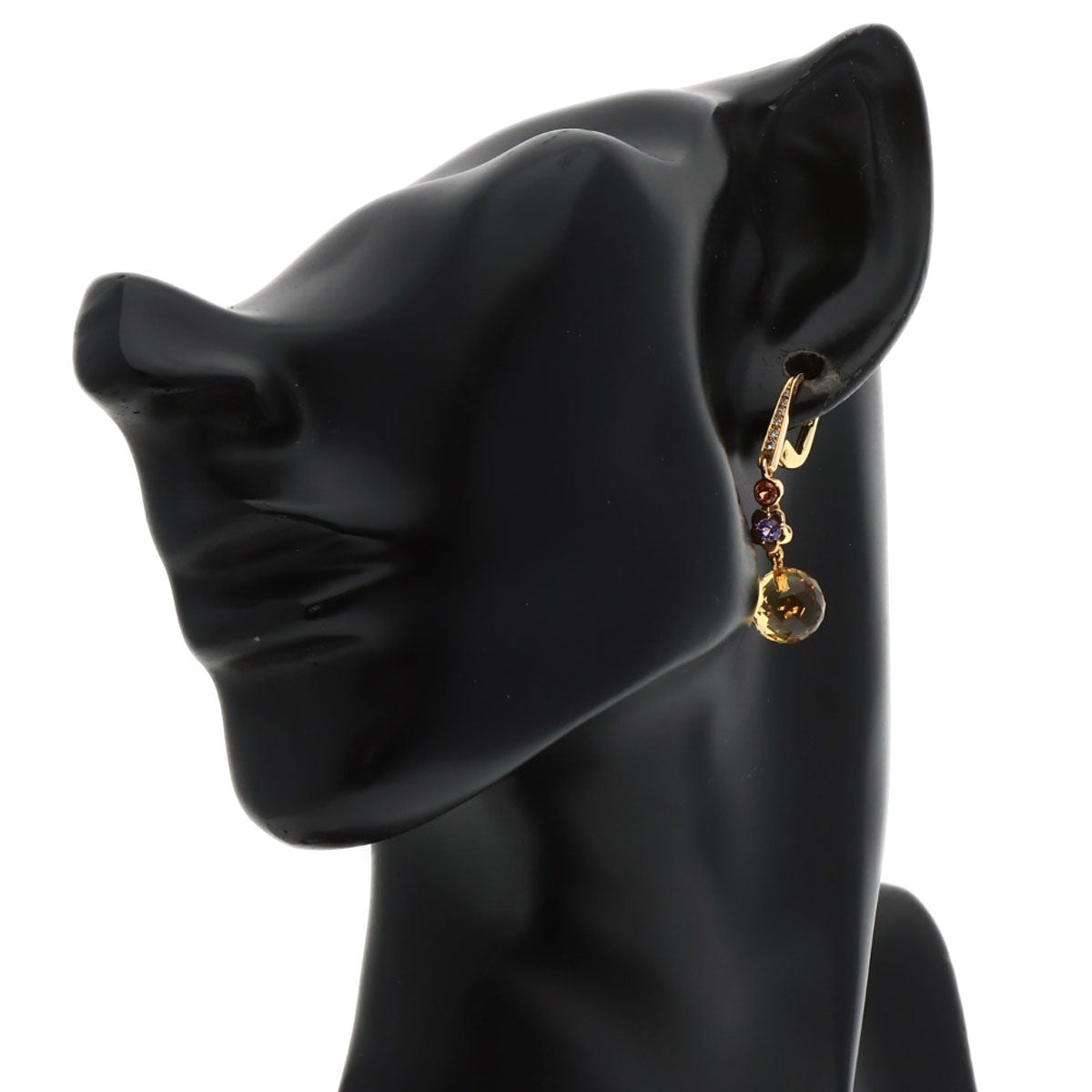 CHANEL Pierce 18K Yellow Gold gold Mademoiselle Citrine Sapphire Diamond
