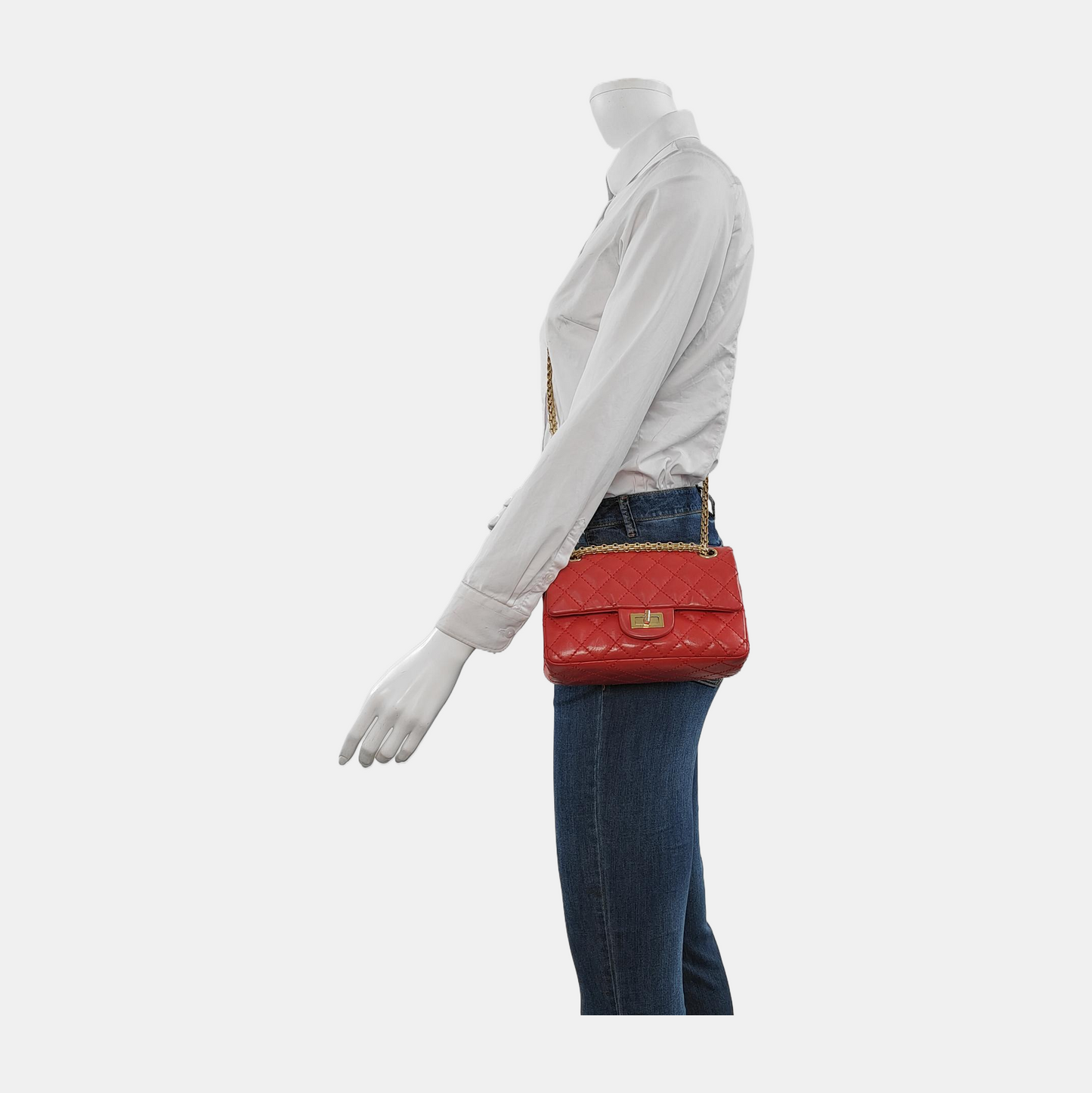 Chanel 2.55 Flap Bag Mini Red Lambskin Leather Gold-tone Hardware