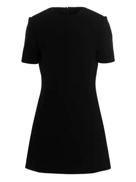 Luxury Saint Laurent Trending 2025 Double Sable Short Sleeve Short Dress Black