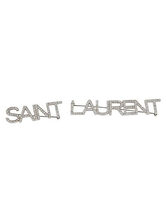 Luxury Saint Laurent Trending 2025 Crystal Brass Pin Brooch Oxidized Silver