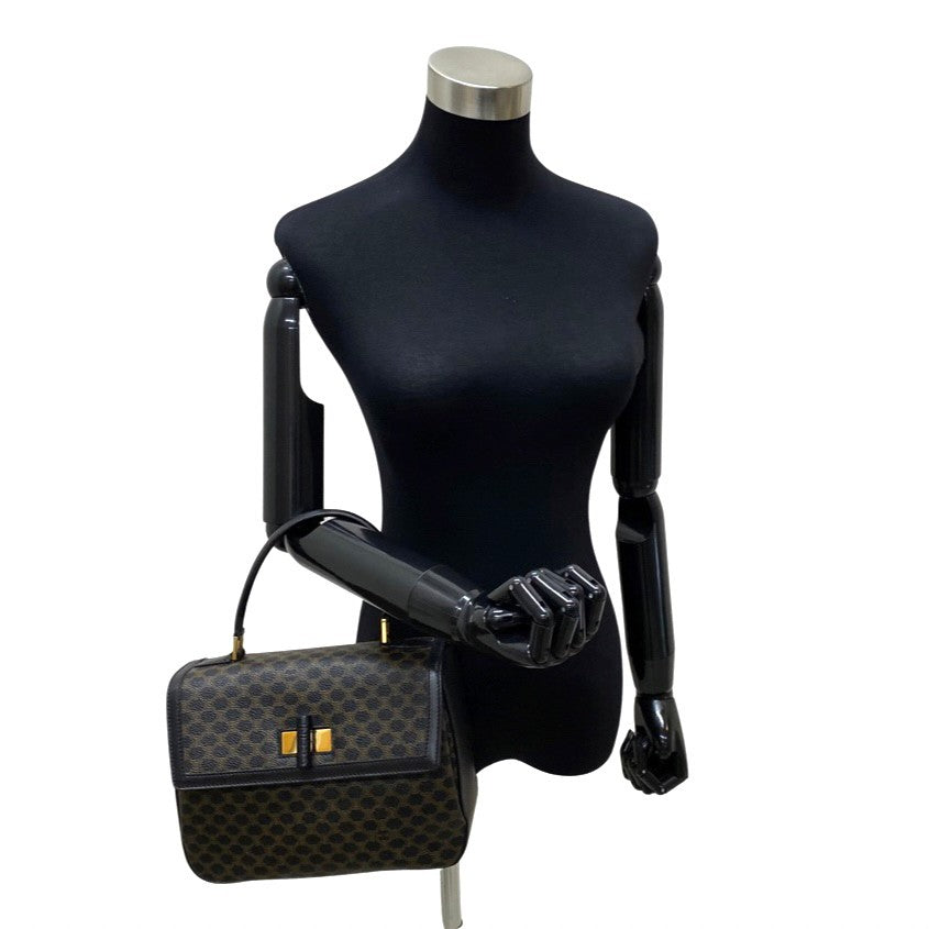 CELINE Handbag Leather, PVC black Macadam Women