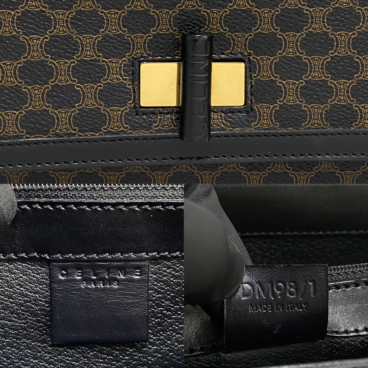 CELINE Handbag Leather, PVC black Macadam Women