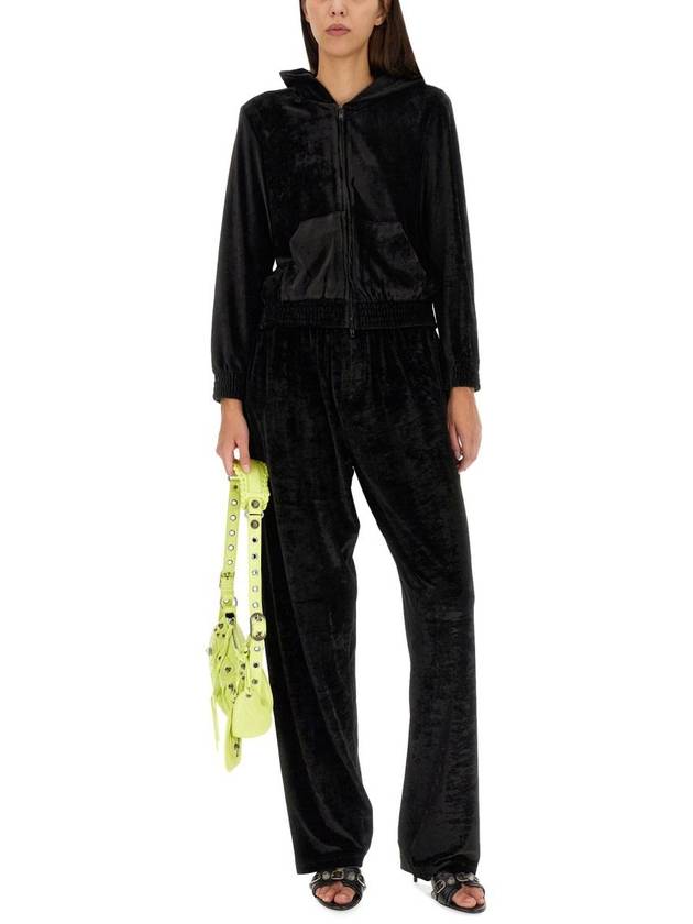 Luxury Balenciaga Trending 2025 Women's BB Paris Strass Velvet  Zip-Up Hoodie Black