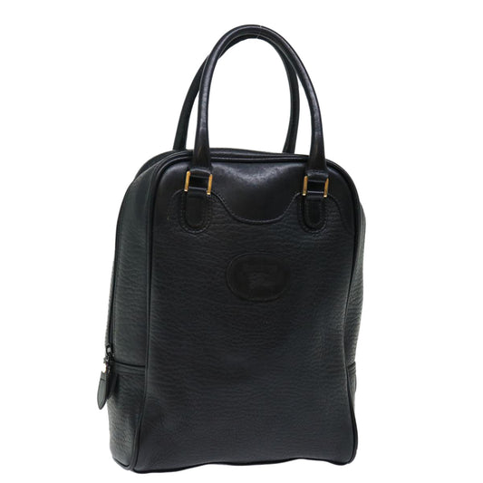 Luxury BurberrySs Shoes case Hand Bag Leather Black Auth 72670