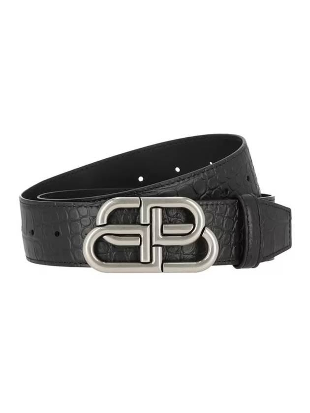 Luxury Balenciaga Trending 2025 BB Logo Buckle Belt Black