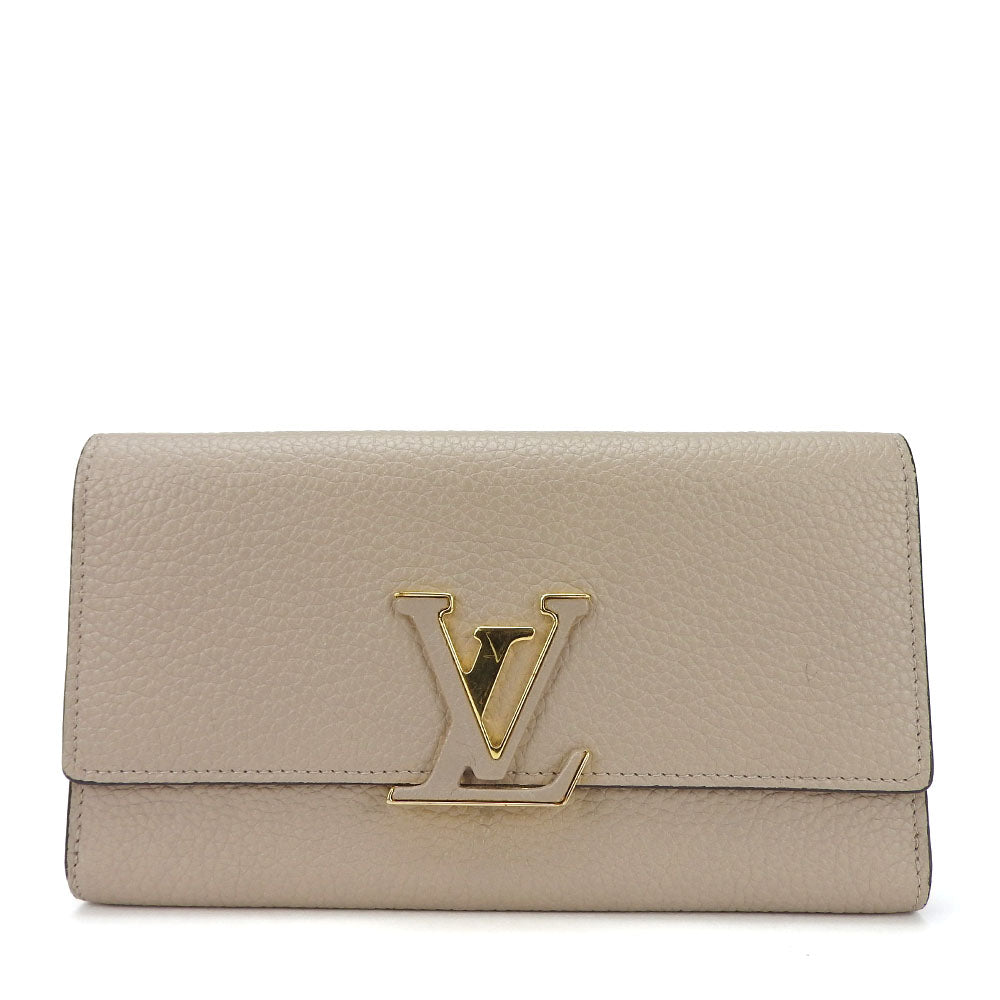 LOUIS VUITTON Long Wallet Purse M61249 leather beige Portefeuille Capsine