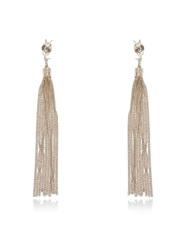 Luxury Saint Laurent Trending 2025 Monogram Chain Tassel Loulou  Earrings Gold