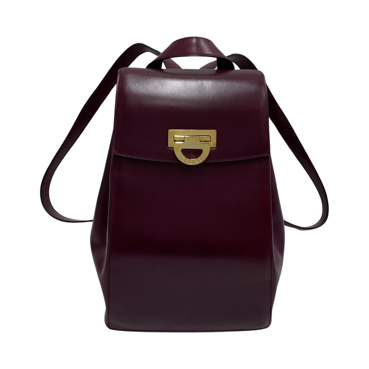 CELINE Backpack Calfskin, Leather purple logo Metal Women