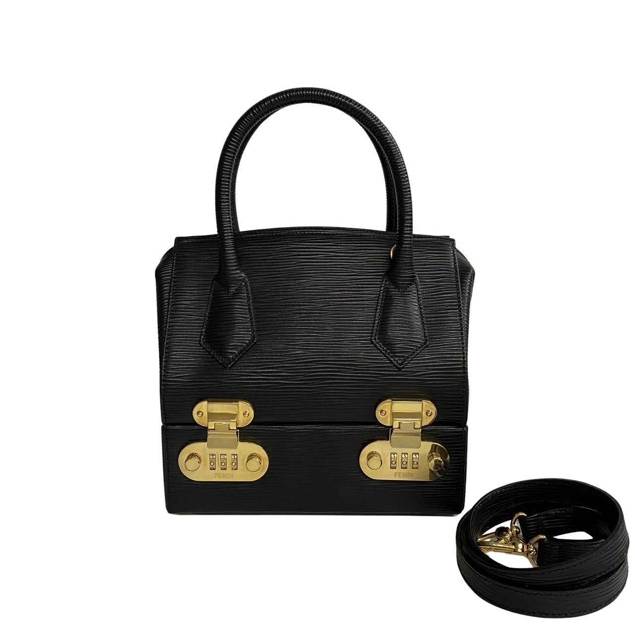 FENDI Shoulder Bag Epi Leather black Women