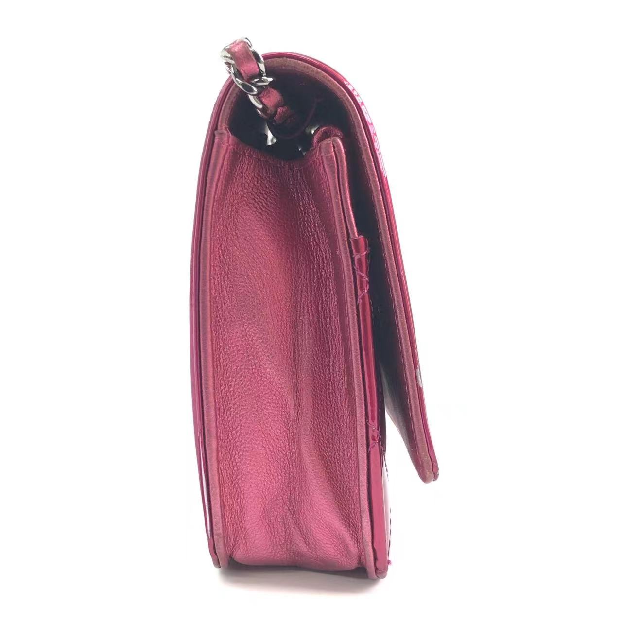 Chanel Boy WOC Wallet on Chain Half Flap 2014 Electric Fuchsia Pink Patent Leather