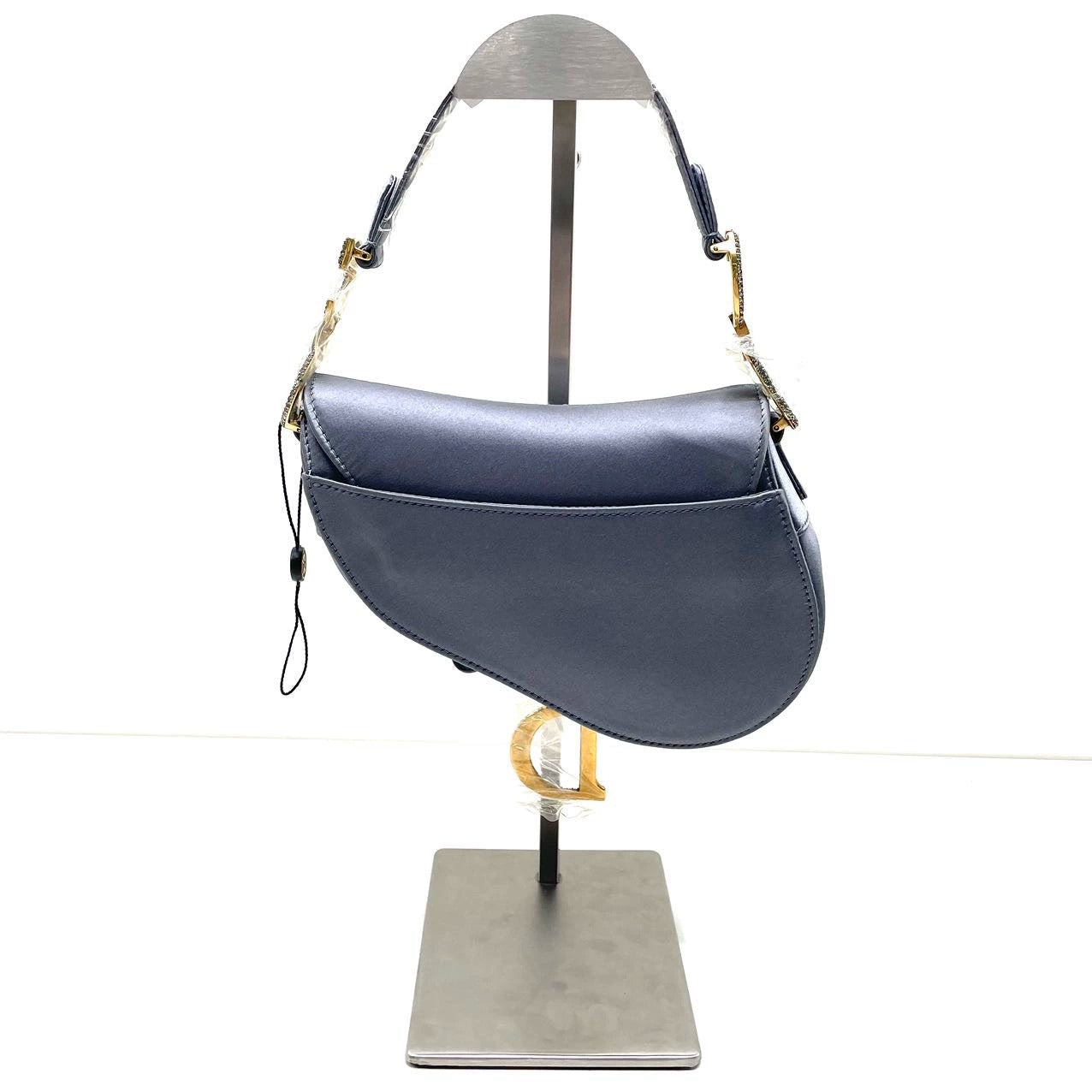 Dior Saddle Mini Silk Blue with Crystal Embedded Buckles