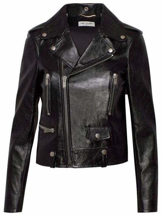 Luxury Saint Laurent Trending 2025 Classic Leather Biker Jacket Black