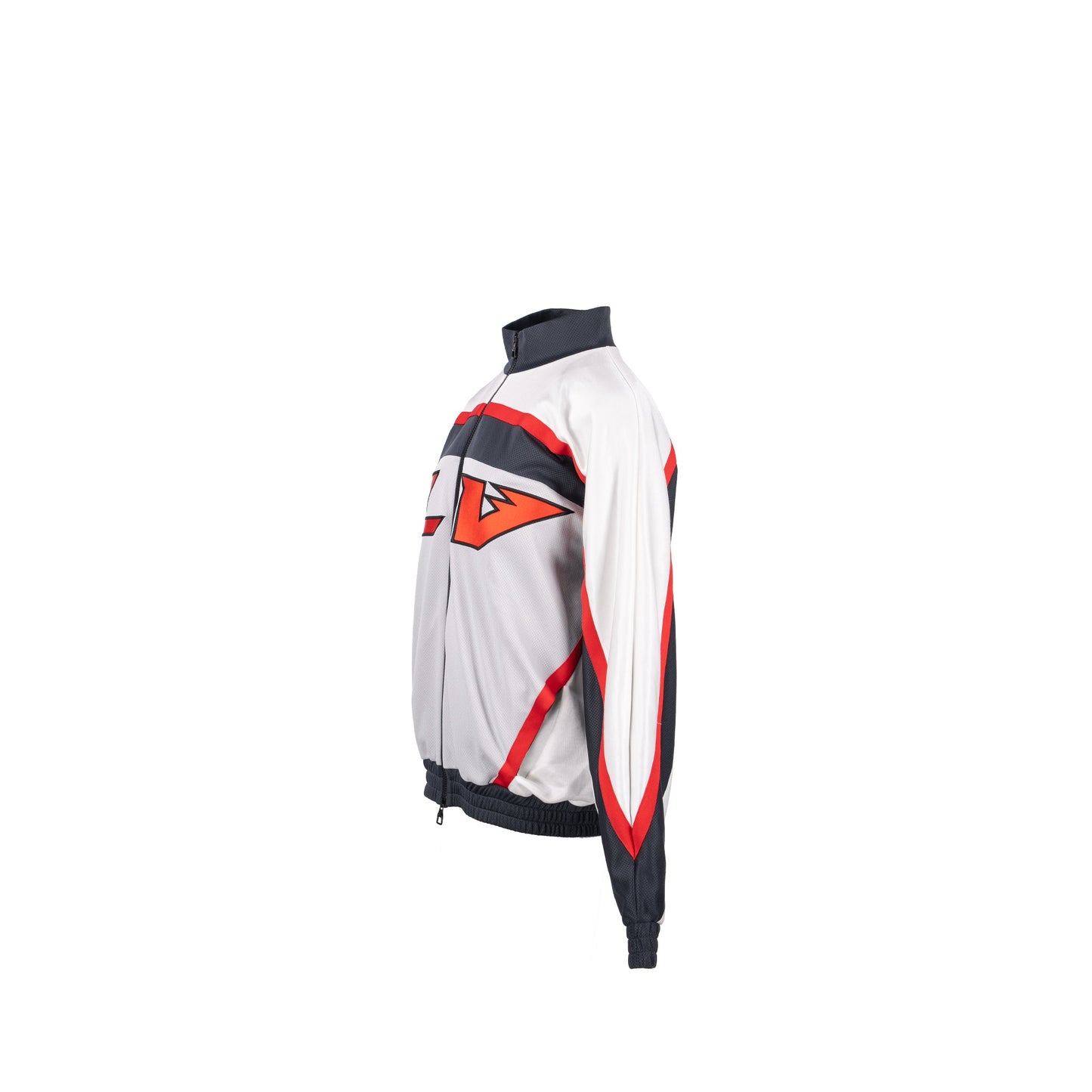 LOUIS VUITTON Size M Embellished Graphic Hockey Tracktop Zip-Up Jacket Polyester White/Multicolour