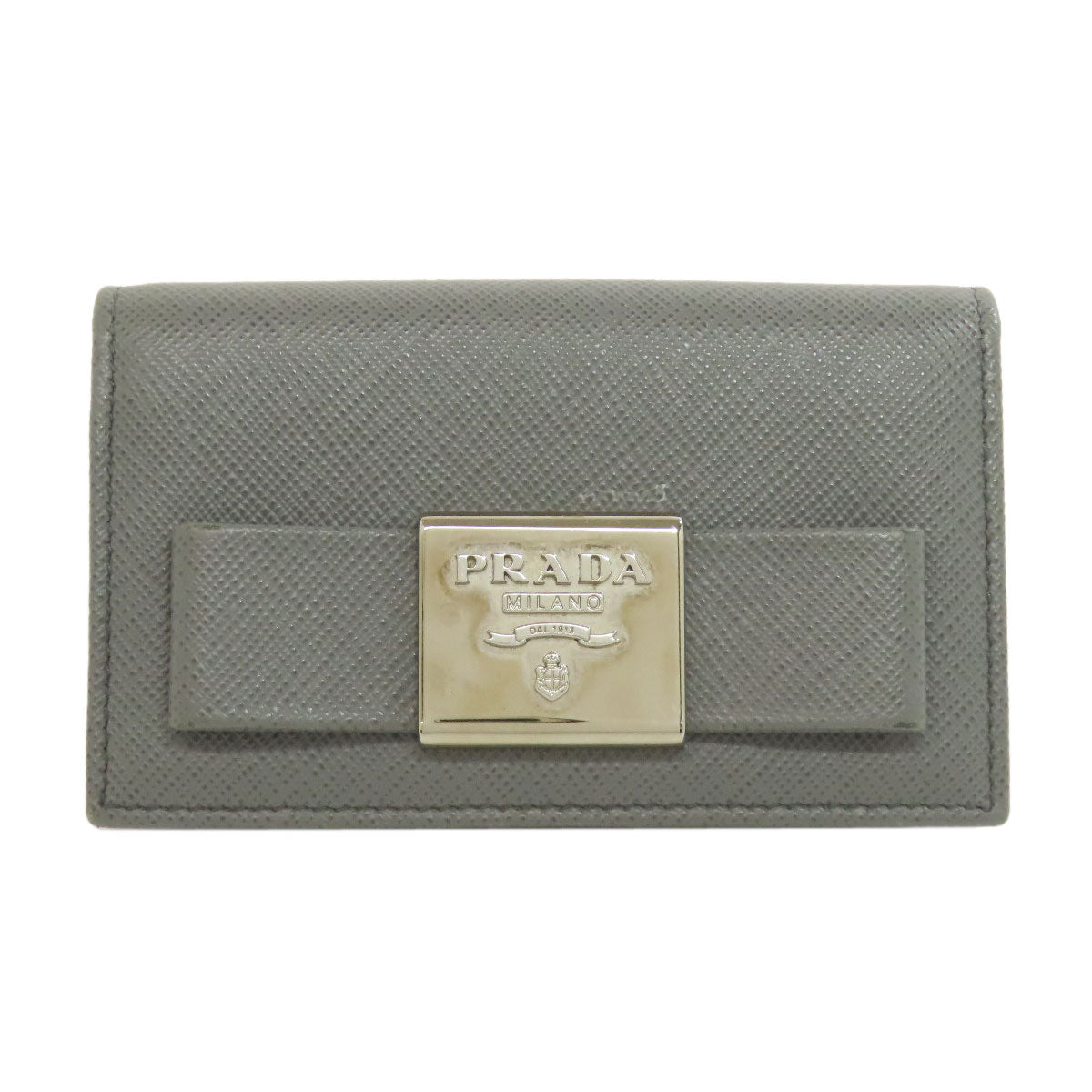 PRADA Card Case Safiano gray Fiocco Women