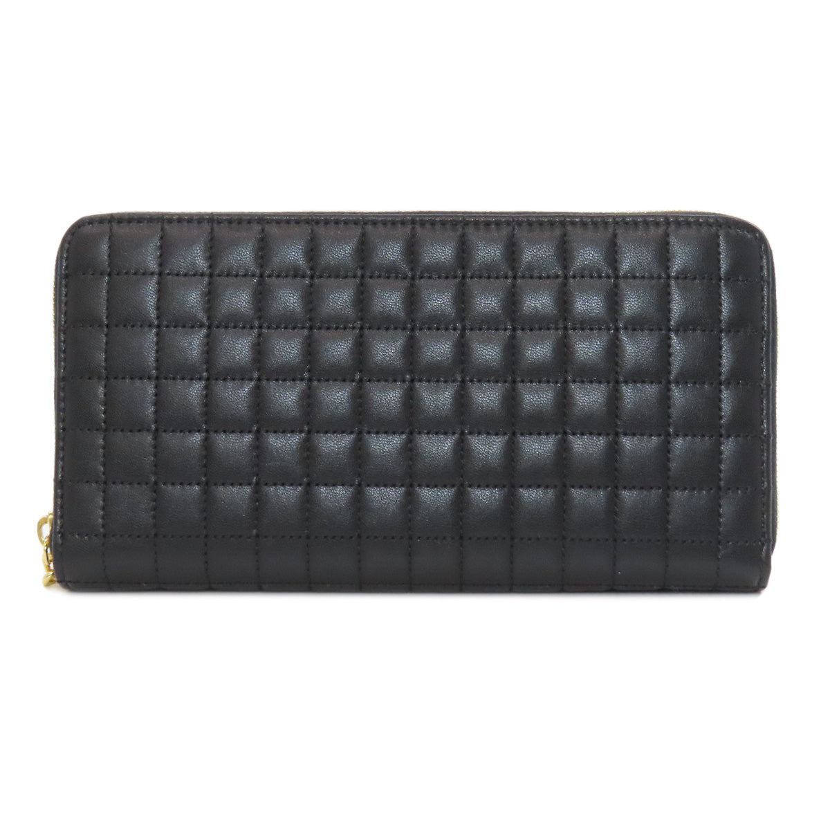 CELINE Long Wallet Purse leather black Zip Around Women(Unisex)