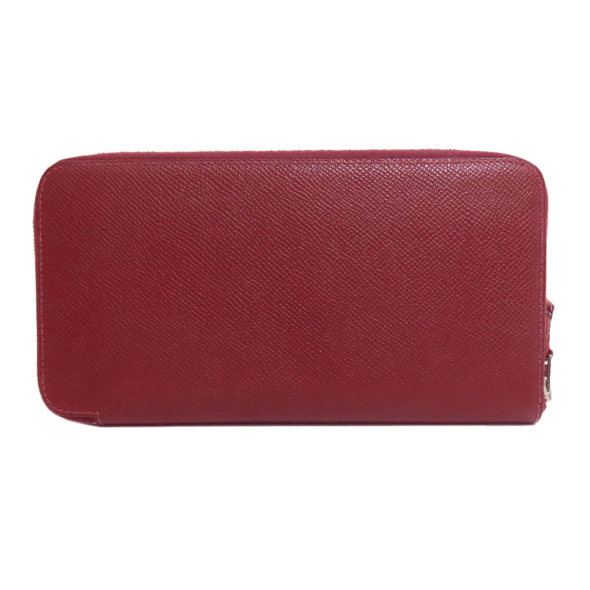 HERMES Long Wallet Purse Epsom Red Azap Silkin Silver Metal Women