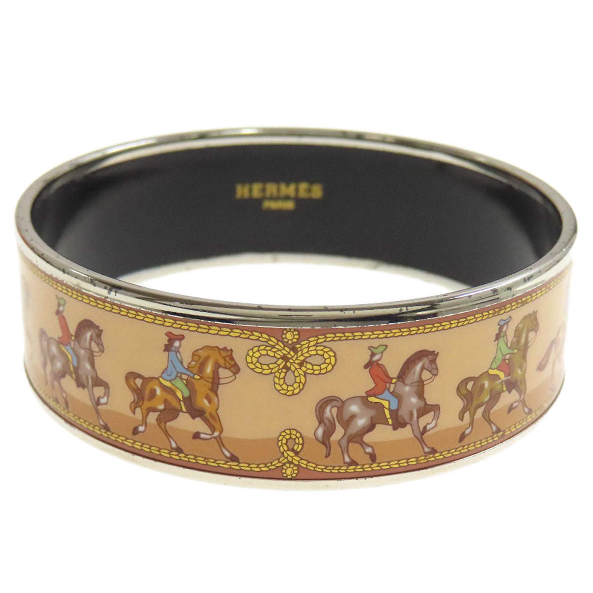 HERMES bracelet Palladium Plated Enamel multicolor Emaille GM Women