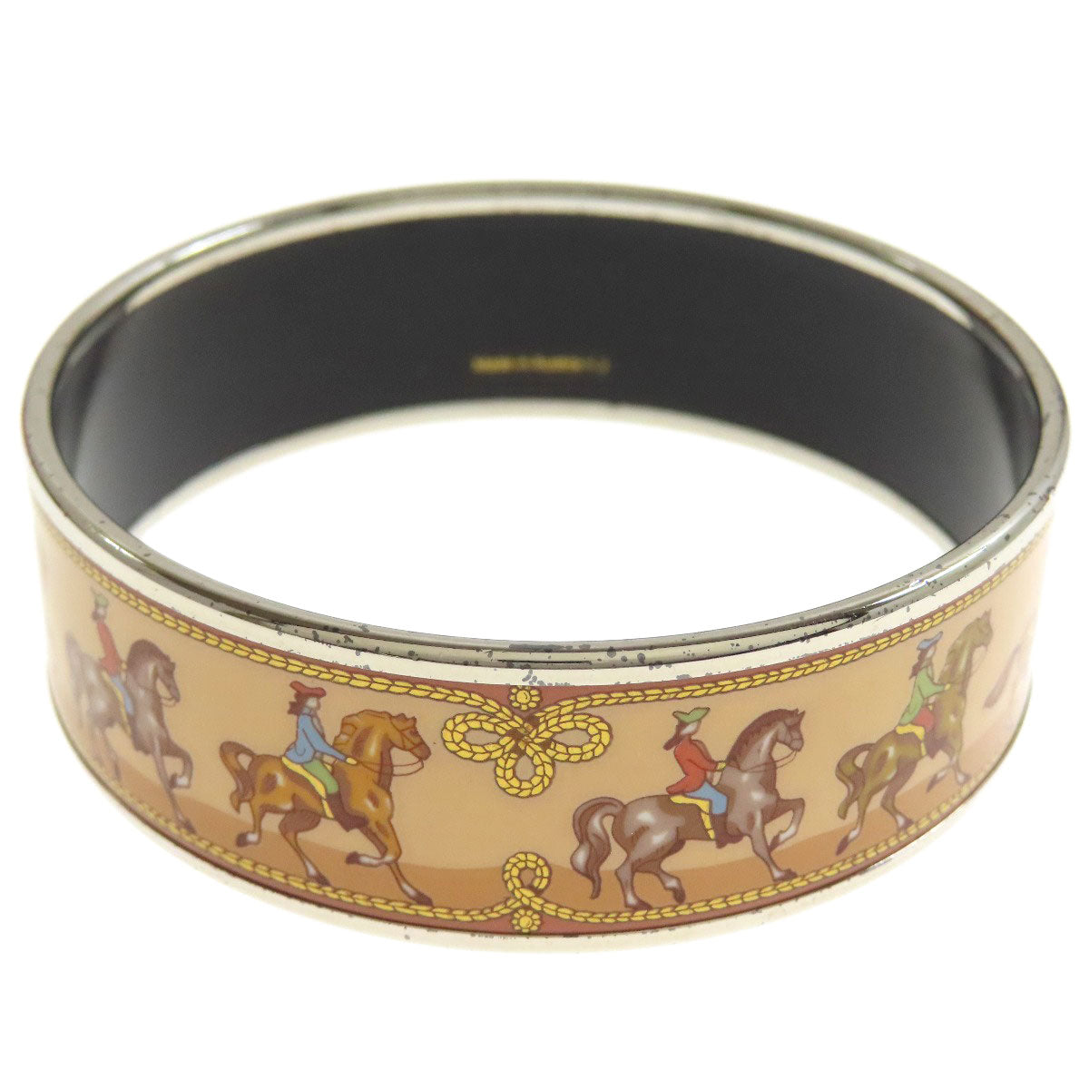 HERMES bracelet Palladium Plated Enamel multicolor Emaille GM Women