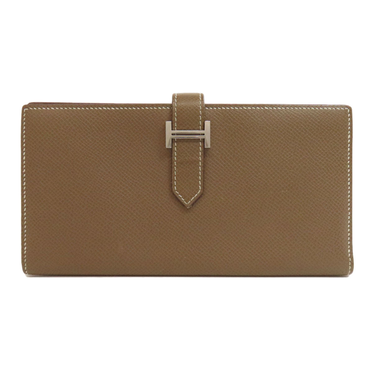 HERMES Long Wallet Purse Epsom beige Bearn soufflet etope SilverMetal Women