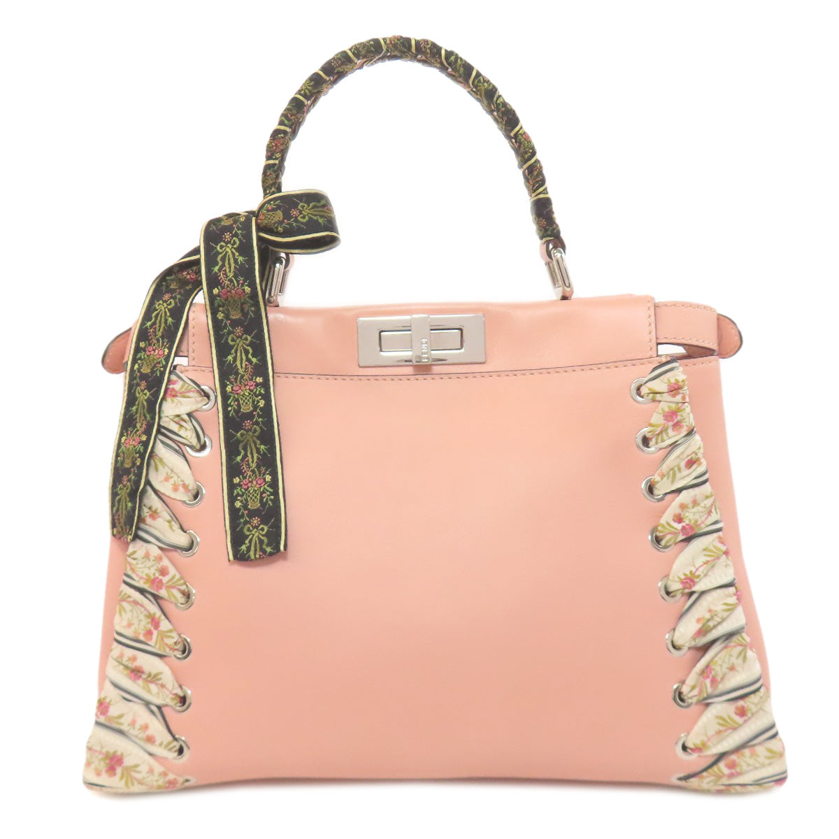 FENDI Handbag Calfskin pink Peekaboo ribbon stitch 2WAY Women
