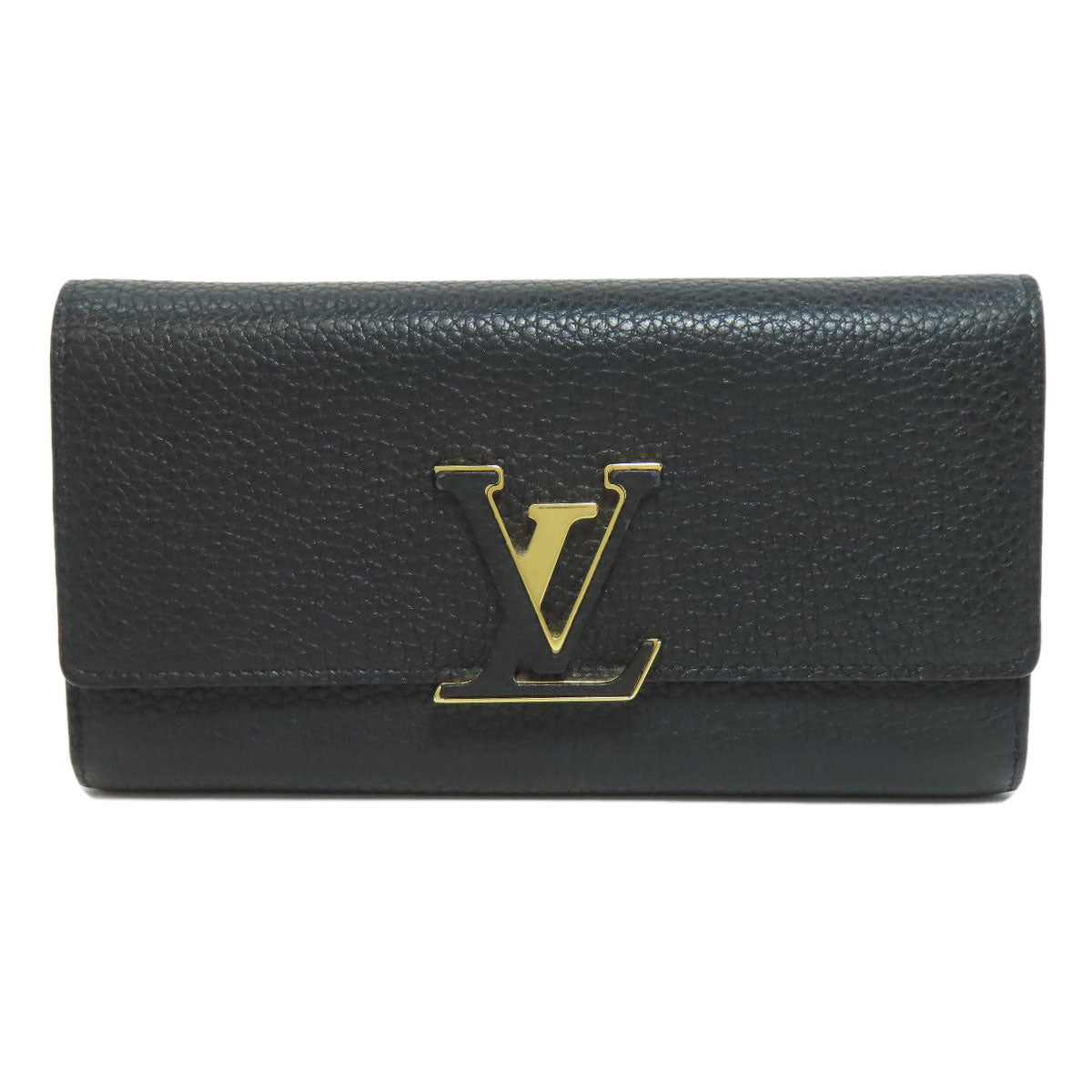 LOUIS VUITTON Long Wallet Purse M61248 Taurillon Clemence black Portefeuille Capsine