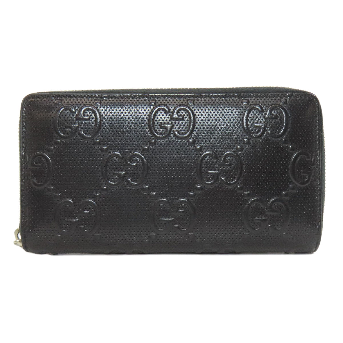 GUCCI Long Wallet Purse 625558 PVC black Zip Around GG Embossed