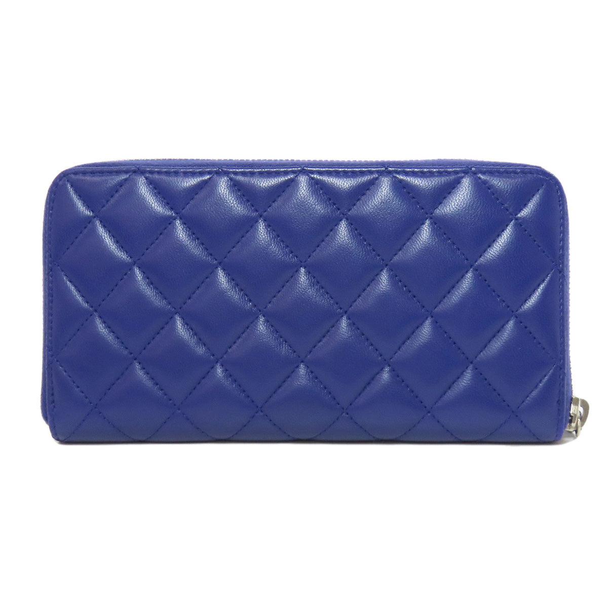 CHANEL Long Wallet Purse lambskin purple Matelasse COCO Mark SilverMetal