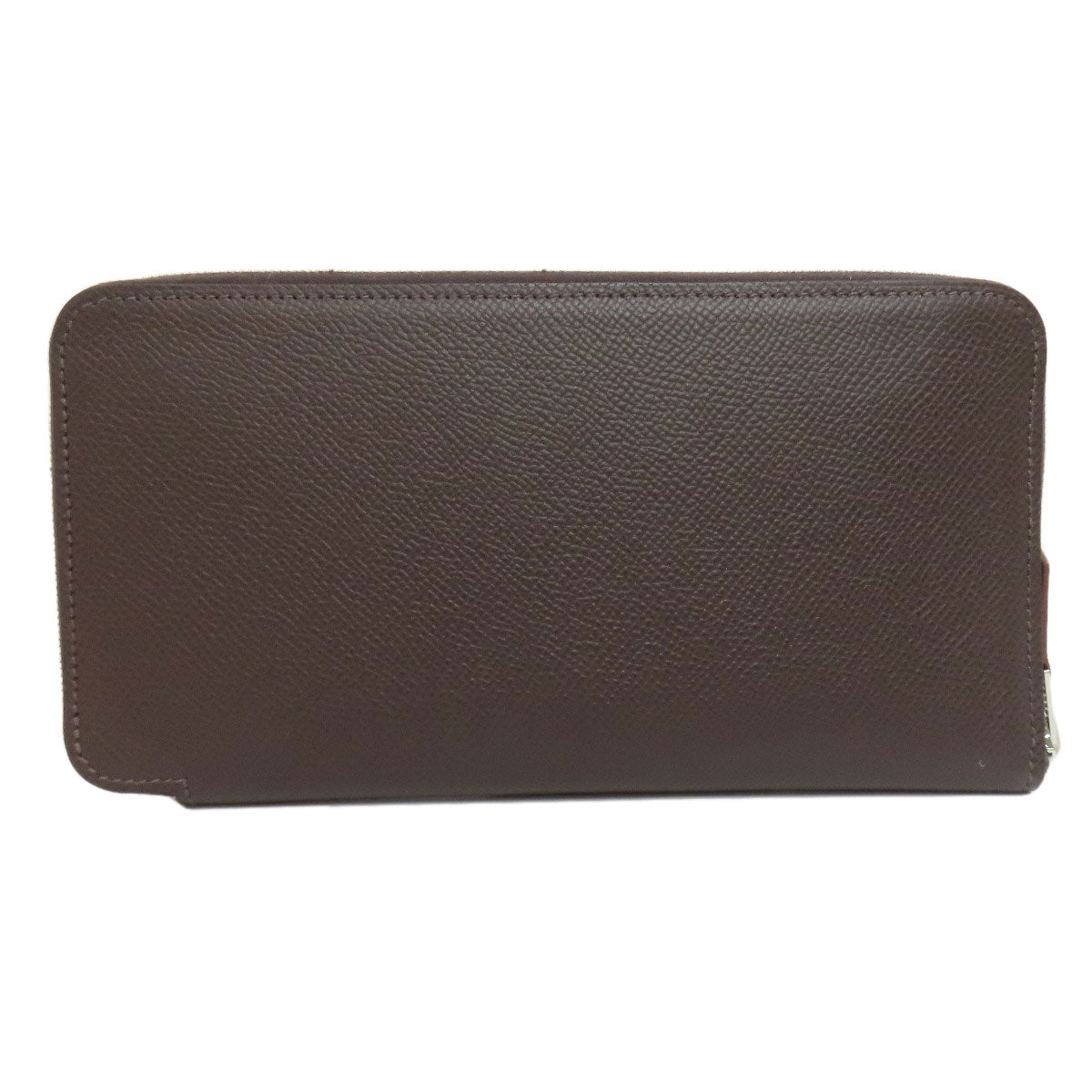 HERMES Long Wallet Purse Epsom Brown Azap Silkin Silver Metal Women