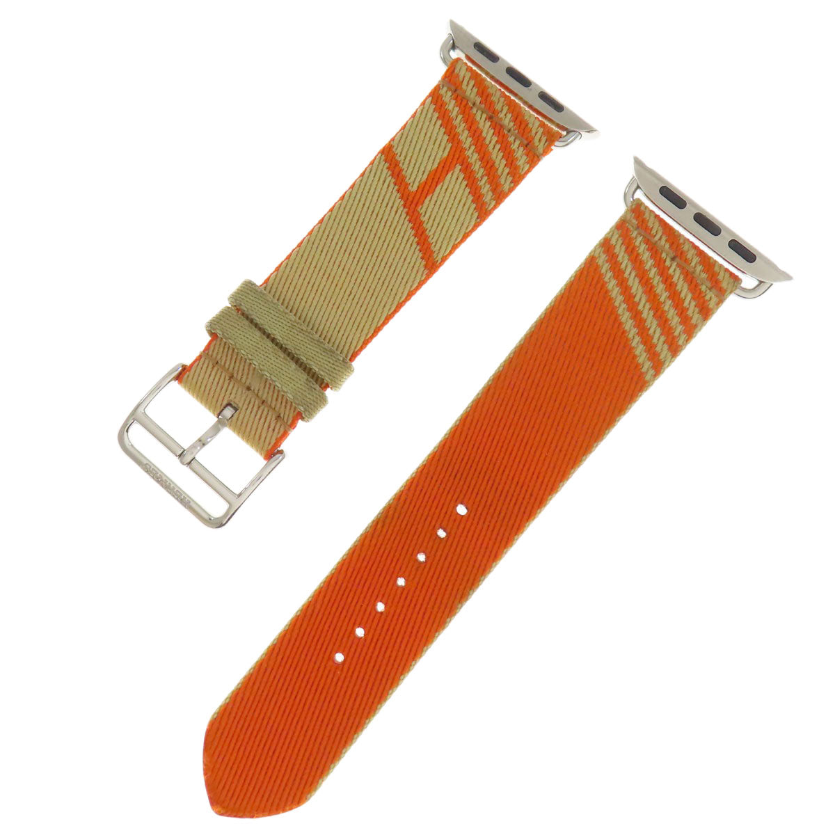 HERMES Watches Nylon, Silver beige watch belt Belt parts for Apple Watch 1.6" Women