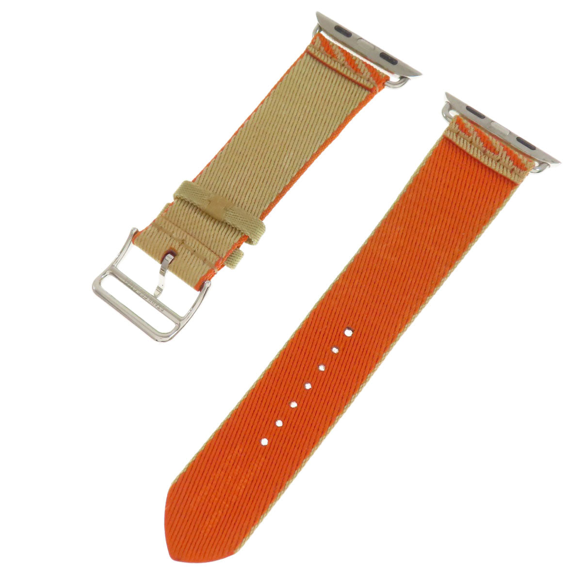 HERMES Watches Nylon, Silver beige watch belt Belt parts for Apple Watch 1.6" Women