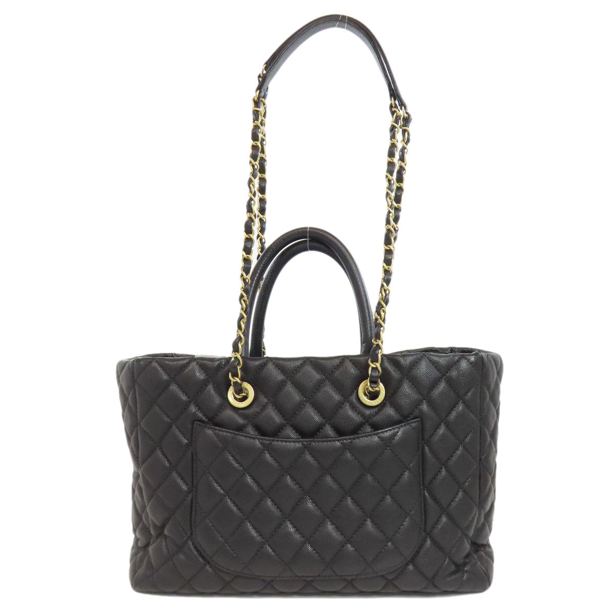 CHANEL Tote Bag Grained Calfskin Skin black Matelasse ChainShoulder Gold Metal