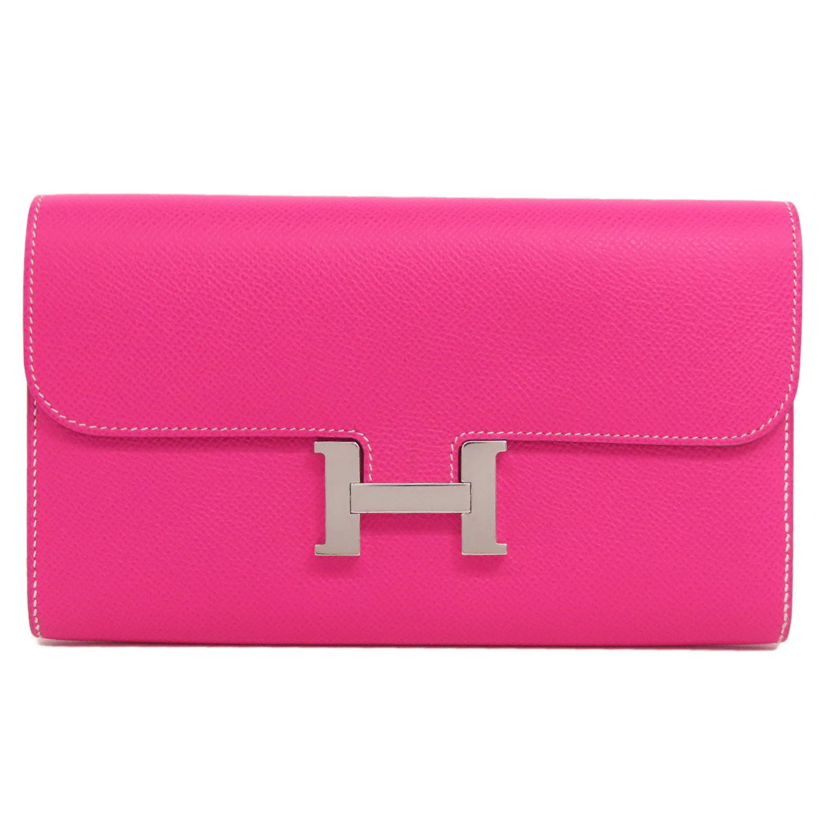HERMES Long Wallet Purse Epsom pink Constance Long SilverMetal Women