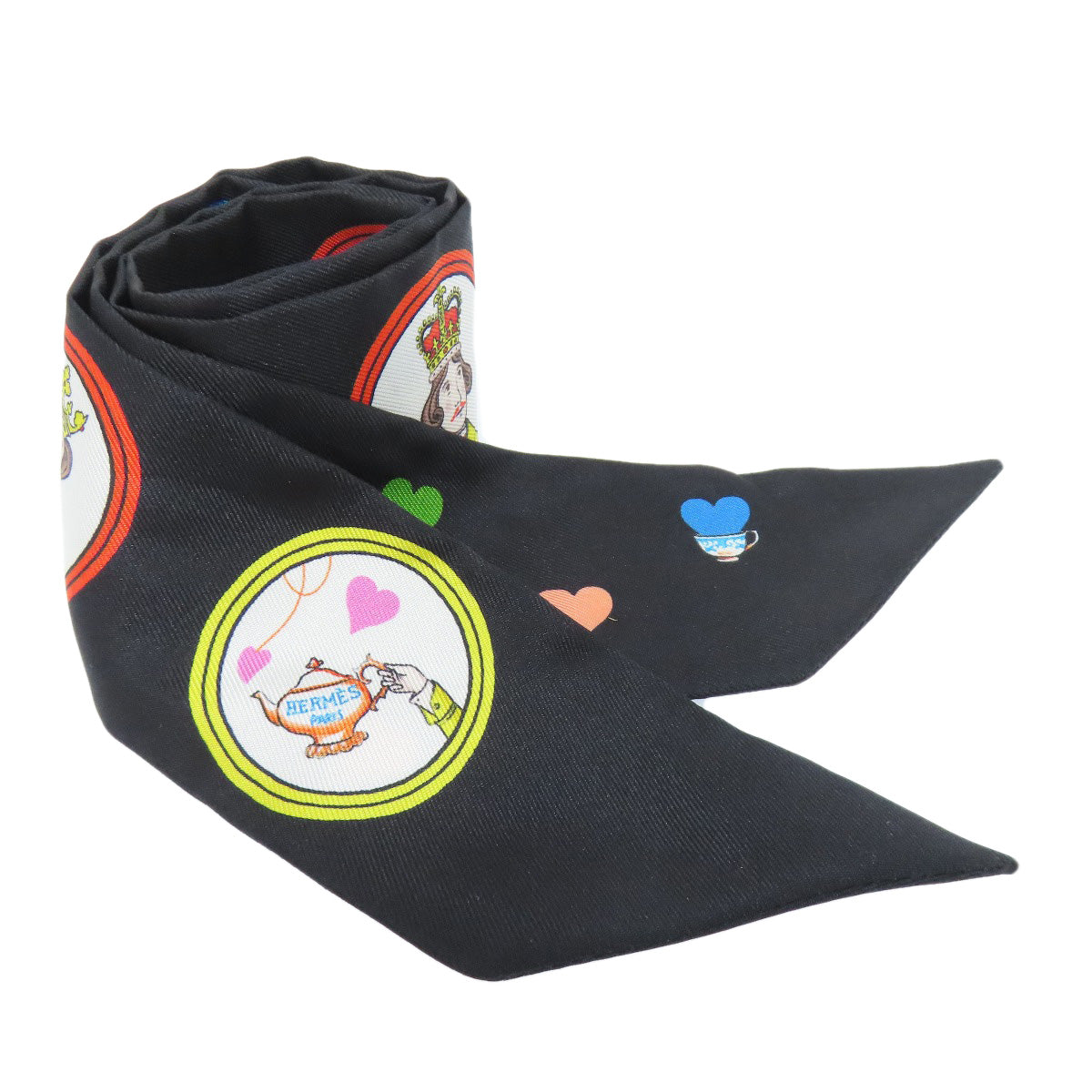 HERMES scarf silk black Twilly