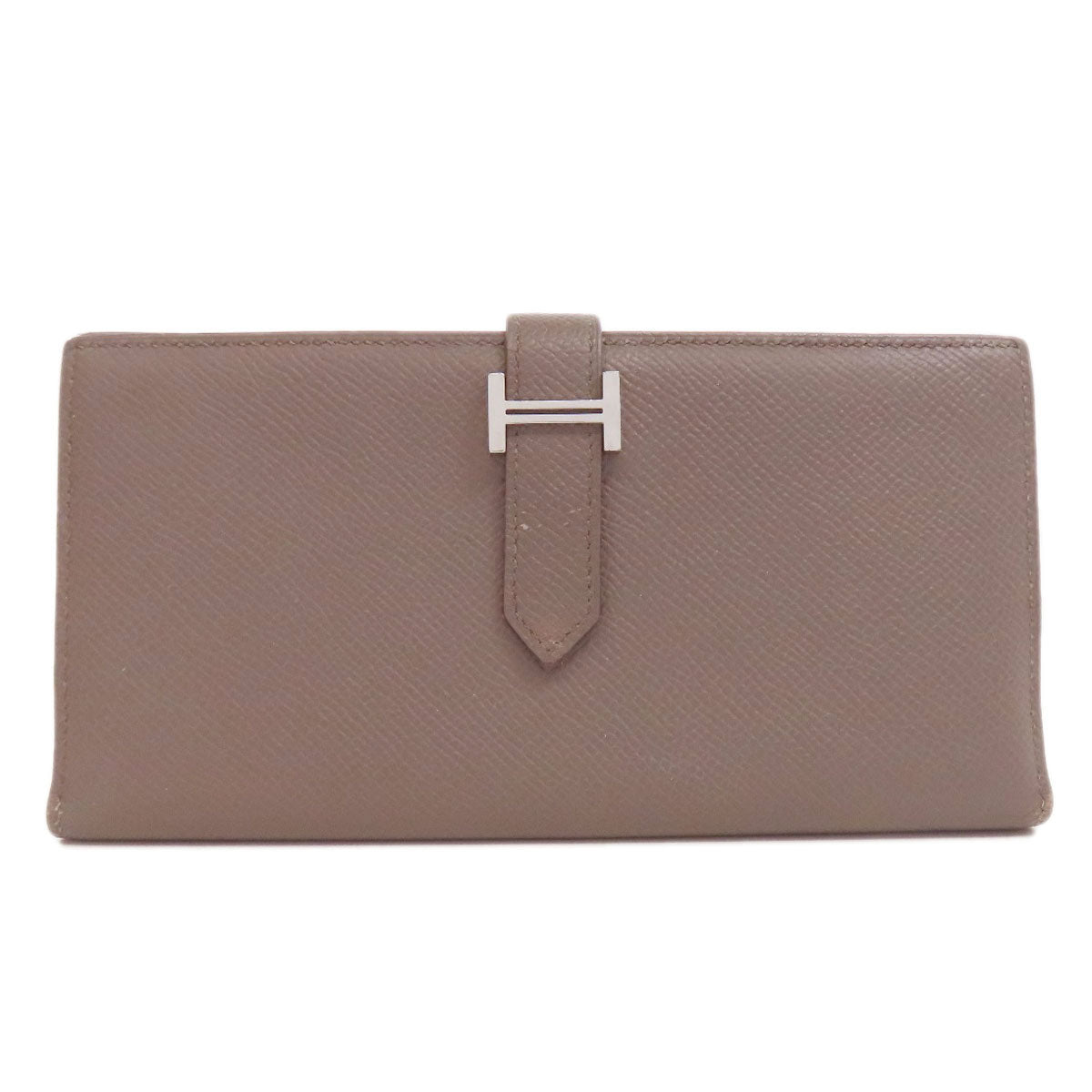 HERMES Long Wallet Purse Epsom gray Bearn soufflet ethane SilverMetal Women