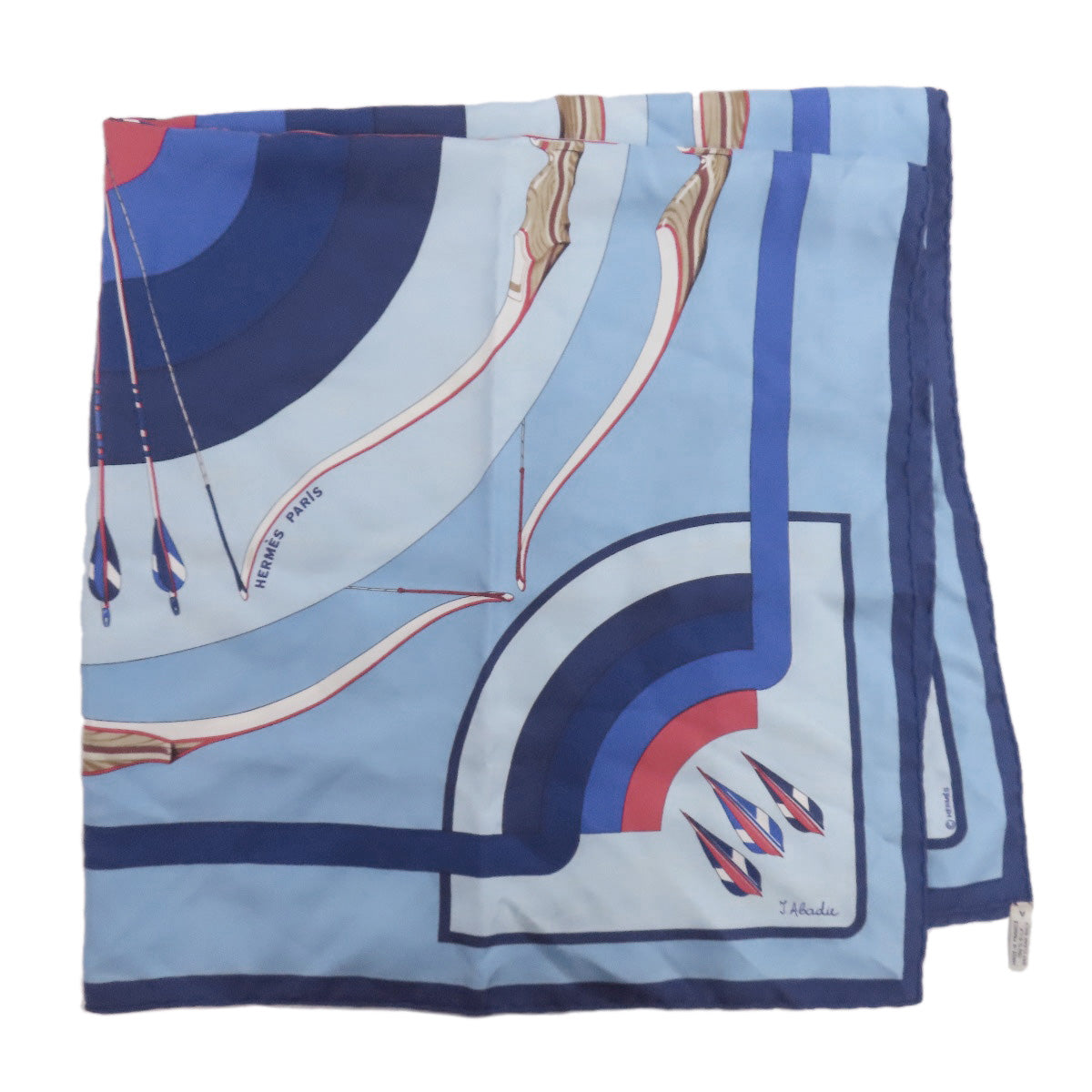 HERMES scarf silk blue Carre90 ARCS EN CiEL